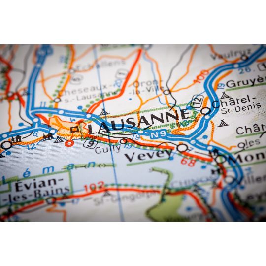 carte où on peut apercevoir la ville de Lausanne